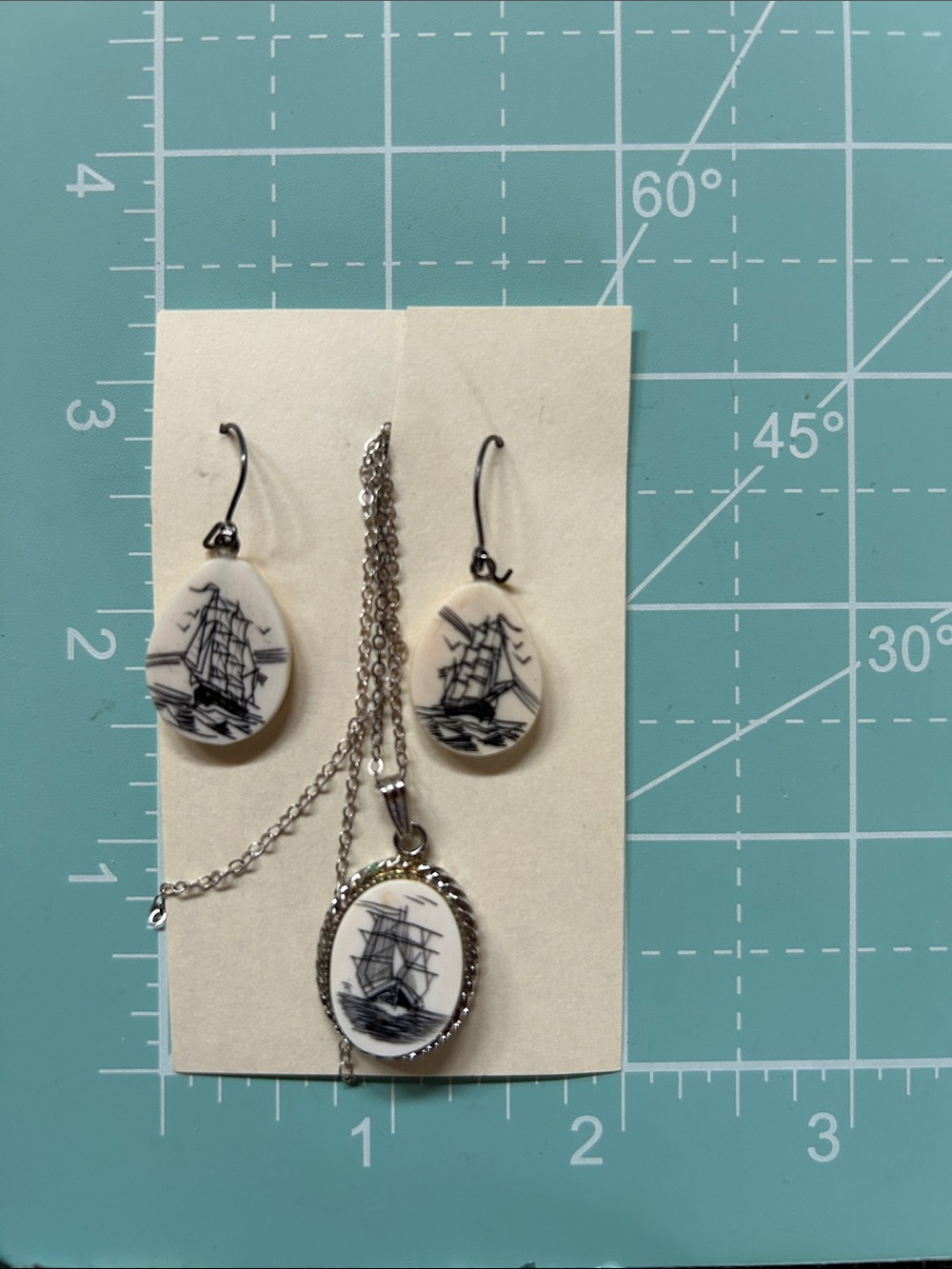 Verna Sterling Pendant Necklace and Earrings Set